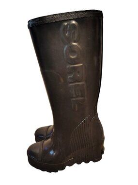 Sorel Joan Women's Black Tall Rubber Boots, Size 7 All Weather Calf Knee Height